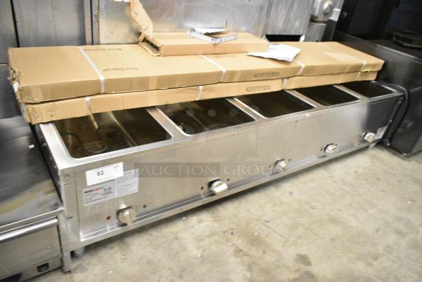 BRAND NEW SCRATCH AND DENT! 2024 ServIt 423EST5WO Five Pan Open Well Electric Steam Table with Adjustable Undershelf. 208/240 Volts, 1 Phase. - Image 1 of 8