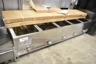 BRAND NEW SCRATCH AND DENT! 2024 ServIt 423EST5WO Five Pan Open Well Electric Steam Table with Adjustable Undershelf. 208/240 Volts, 1 Phase.