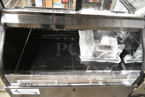 BRAND NEW SCRATCH AND DENT! 2024 Avantco 224BCAC36 36" Black Curved Dual Service Refrigerated Air Curtain Merchandiser on Commercial Casters. 115 Volts, 1 Phase. Tested and Working! - Image 4 of 10