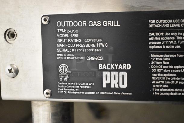 BRAND NEW SCRATCH AND DENT! 2023 Backyard Pro 554LPG36 36" Stainless Steel Liquid Propane Outdoor Grill - Image 9 of 9