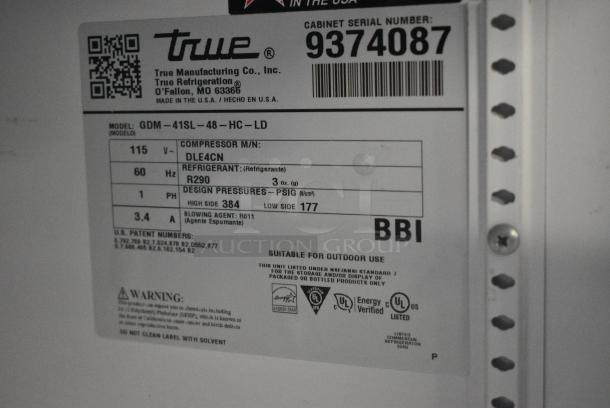 2018 True GDM-41SL-48-HC-LD Metal Commercial 2 Door Reach In Cooler Merchandiser w/ Poly Coated Racks. 115 Volts, 1 Phase. Tested and Working! - Image 6 of 6