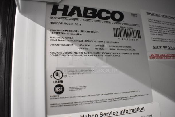 2019 Habco SE18 Metal Commercial Single Door Reach In Cooler Merchandiser. 115 Volts, 1 Phase. Tested and Working! - Image 5 of 5