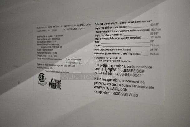 Frigidaire FFTR1514RW1 Cooler w/ Freezer. 115 Volts, 1 Phase. Tested and Working! - Image 8 of 9