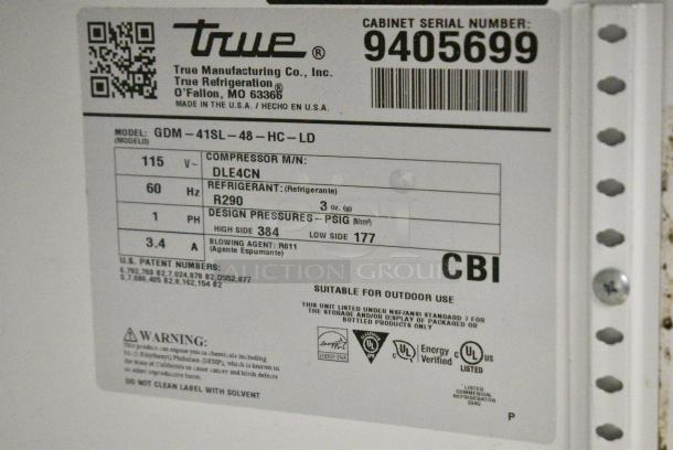 2018 True GDM-41SL-48-LD Metal Commercial 2 Door Reach In Cooler Merchandiser w/ Poly Coated Racks. 115 Volts, 1 Phase. Tested and Does Not Power On - Image 6 of 6