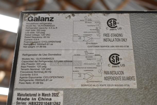 Galanz GLR33MBKE23 Mini Cooler. 115 Volts, 1 Phase. Tested and Working! - Image 6 of 6