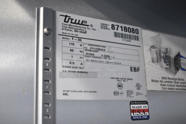 True T-35 Stainless Steel Commercial 2 Door Reach In Cooler w/ Poly Coated Racks on Commercial Casters. 115 Volts, 1 Phase. Tested and Working! - Image 6 of 6
