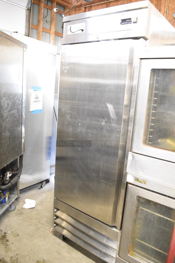 Avantco 178SS1RHC Stainless Steel Commercial Single Door Reach In Cooler w/ Poly Coated Racks on Commercial Casters. 115 Volts, 1 Phase. Tested and Working! - Image 1 of 7