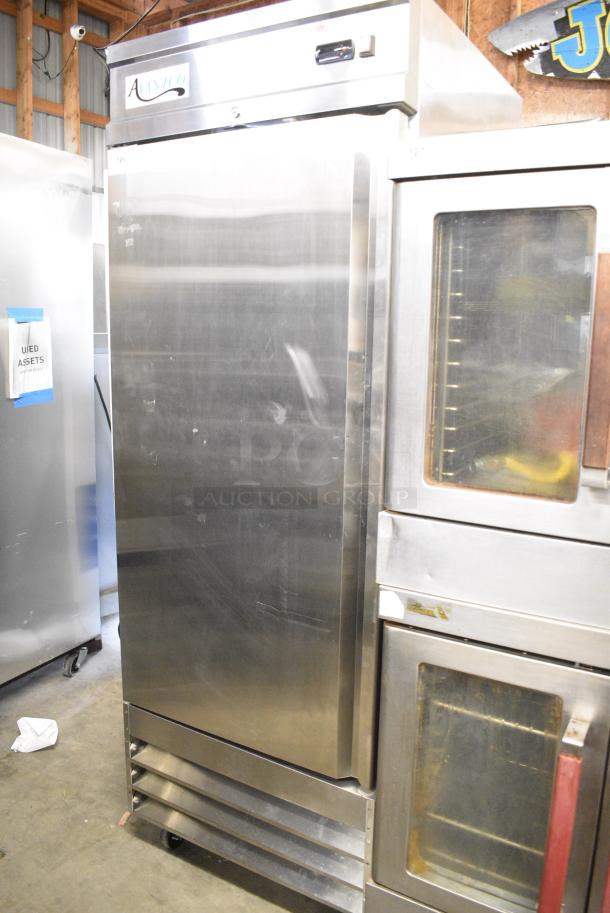 Avantco 178SS1RHC Stainless Steel Commercial Single Door Reach In Cooler w/ Poly Coated Racks on Commercial Casters. 115 Volts, 1 Phase. Tested and Working! - Image 2 of 7