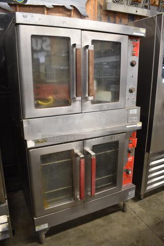2 Vulcan Stainless Steel Commercial Gas Powered Full Size Convection Oven w/ View Through Doors and Thermostatic Controls. Includes Model VC4GD-15. 2 Times Your Bid!