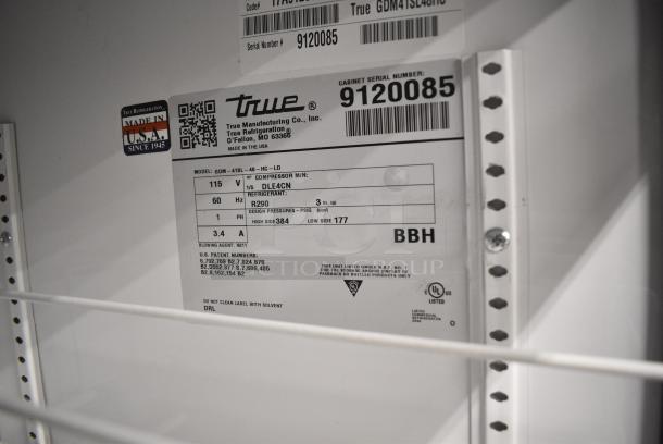 2017 True GDM-41SL-48-HC-LD Metal Commercial 2 Door Reach In Cooler Merchandiser w/ Poly Coated Racks. 115 Volts, 1 Phase. Tested and Working! - Image 6 of 6
