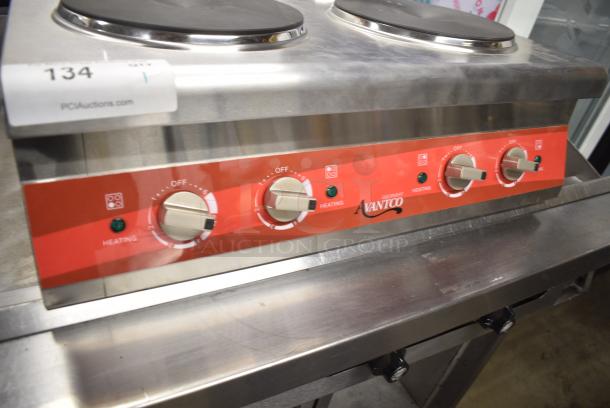 BRAND NEW SCRATCH AND DENT! Avantco 177CER400 Stainless Steel 4-Burner Solid French-Style Countertop Electric Range. 208/240 Volts, 1 Phase. - Image 3 of 6
