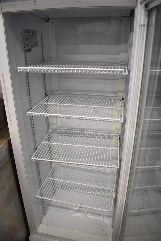 CS-250 Metal Commercial Single Door Reach In Cooler Merchandiser w/ Poly Coated Racks on Commercial Casters. 115 Volts, 1 Phase. Tested and Working! - Image 2 of 5
