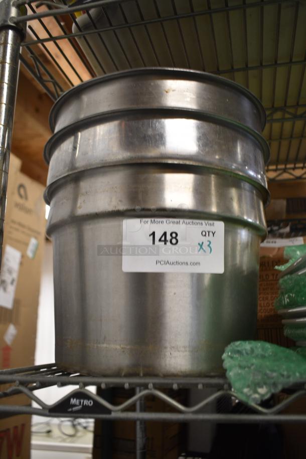 3 Various Stainless Steel Cylindrical Drop In Bins. 3 Times Your Bid! - Image 1 of 1