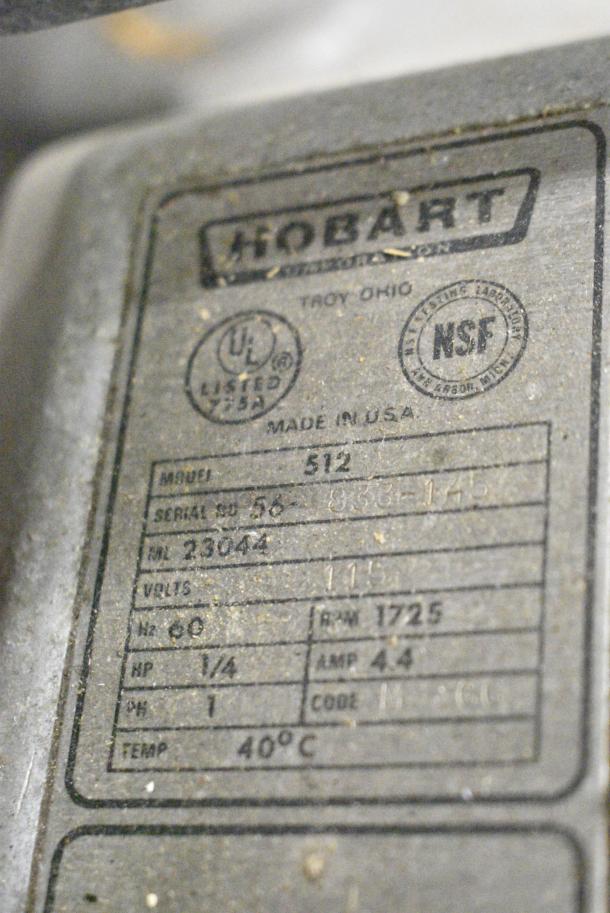 Hobart 512 Stainless Steel Commercial Countertop Meat Slicer. 115 Volts, 1 Phase. Tested and Working! - Image 7 of 7