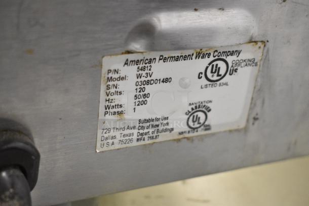 APW Wyott W-3V Stainless Steel Commercial Countertop Food Warmer. 120 Volts, 1 Phase. Tested and Working! - Image 6 of 6