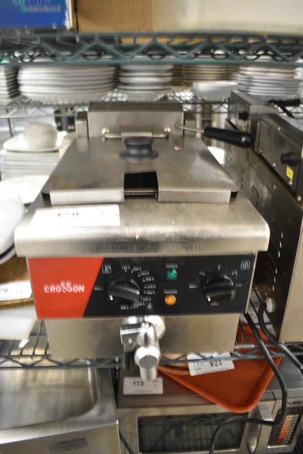 2023 Crosson EF-6V Stainless Steel Commercial Countertop Electric Powered Deep Fat Fryer w/ Metal Fry Basket and Lid. 120 Volts, 1 Phase. - Image 1 of 8