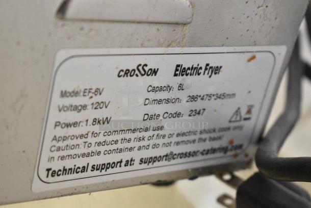 2023 Crosson EF-6V Stainless Steel Commercial Countertop Electric Powered Deep Fat Fryer w/ Metal Fry Basket and Lid. 120 Volts, 1 Phase. - Image 8 of 8