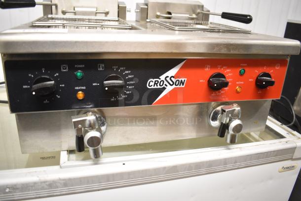 2023 Crosson EF-6V-2 Stainless Steel Commercial Countertop Electric Powered Deep Fat Fryer w/ 2 Metal Fry Basket. 120 Volts, 1 Phase. - Image 3 of 6