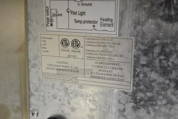 Update 7700 Stainless Steel Commercial Countertop Food Warmer. 120 Volts, 1 Phase. Tested and Working! - Image 6 of 6