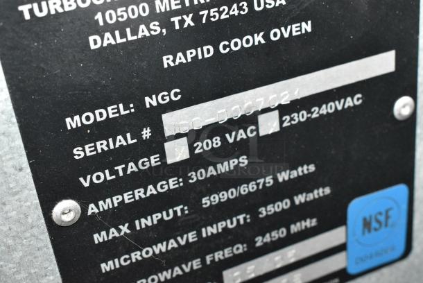 Turbochef NGC Stainless Steel Commercial Countertop Electric Powered Rapid Cook Oven. 208/240 Volts, 1 Phase. - Image 5 of 6