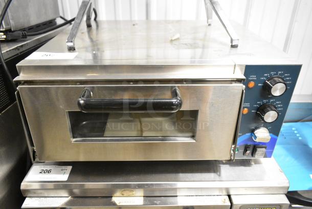 2022 Hoocoo CMO-1 Stainless Steel Commercial Countertop Electric Powered Single Deck Pizza Oven w/ Broken Cooking Stone. 120 Volts, 1 Phase. Tested and Working! - Image 1 of 6