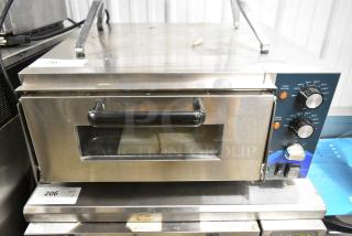 2022 Hoocoo CMO-1 Stainless Steel Commercial Countertop Electric Powered Single Deck Pizza Oven w/ Broken Cooking Stone. 120 Volts, 1 Phase. Tested and Working!