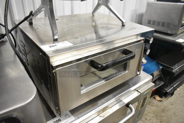 2022 Hoocoo CMO-1 Stainless Steel Commercial Countertop Electric Powered Single Deck Pizza Oven w/ Broken Cooking Stone. 120 Volts, 1 Phase. Tested and Working! - Image 2 of 6