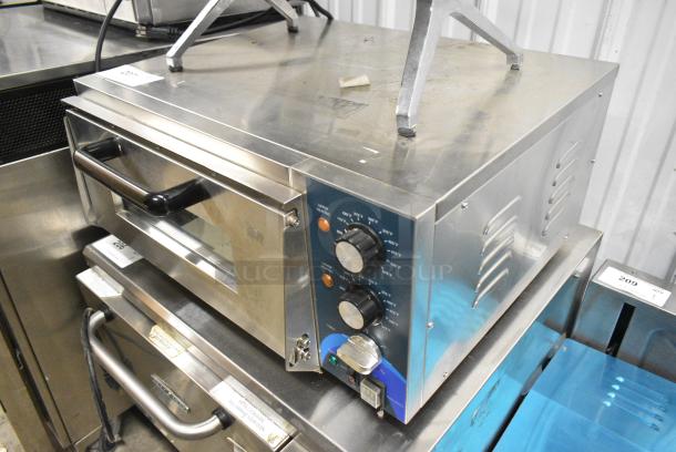 2022 Hoocoo CMO-1 Stainless Steel Commercial Countertop Electric Powered Single Deck Pizza Oven w/ Broken Cooking Stone. 120 Volts, 1 Phase. Tested and Working! - Image 3 of 6