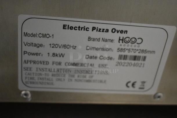 2022 Hoocoo CMO-1 Stainless Steel Commercial Countertop Electric Powered Single Deck Pizza Oven w/ Broken Cooking Stone. 120 Volts, 1 Phase. Tested and Working! - Image 5 of 6