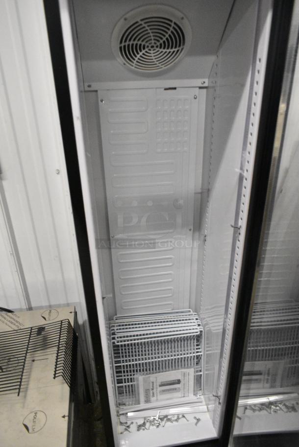 BRAND NEW SCRATCH AND DENT! Galaxy 177GDN5RBB Metal Commercial Single Door Reach In Cooler Merchandiser with Red, White, and Blue LED Lighting. 110-120 Volts, 1 Phase. Tested and Working! - Image 4 of 6