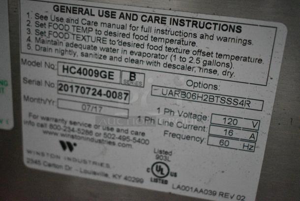 2017 Winston HC4009GE B Series Stainless Steel Commercial Undercounter Heated Holding Cabinet on Commercial Casters. 120 Volts, 1 Phase. Tested and Powers On But Does Not Get Warm - Image 6 of 7