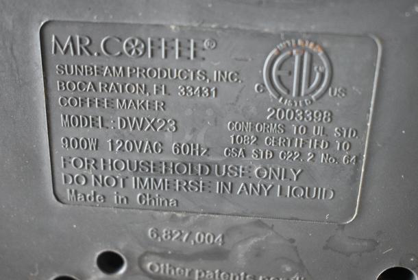 Mr Coffee DWX23 Metal Countertop Coffee Machine w/ Coffee Pot. 120 Volts, 1 Phase. - Image 4 of 5