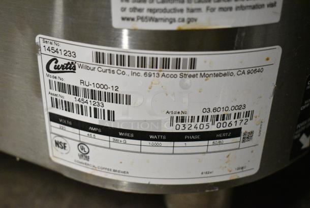 Curtis RU-1000-12 Stainless Steel Commercial Countertop Double Coffee Urn. 220 Volts, 1 Phase. - Image 6 of 6