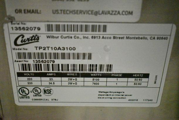 Curtis TP2T10A3100 Stainless Steel Commercial Countertop Double Coffee Machine w/ Hot Water Dispenser. 220 Volts, 1 Phase. - Image 4 of 5