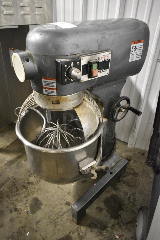 Avantco MX20 Metal Commercial Countertop 20 Quart Planetary Dough Mixer w/ Stainless Steel Mixing Bowl, Bowl Guard, Whisk, Paddle and Dough Hook Attachments. 120 Volts, 1 Phase. Tested and Working! - Image 1 of 5