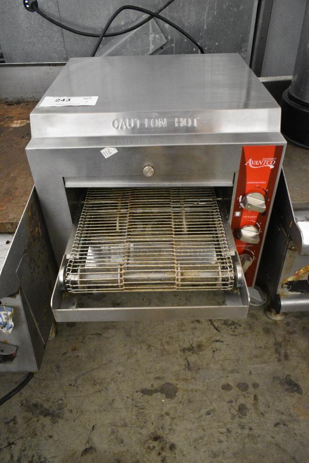 Avantco 177CNVYOV10A Stainless Steel Commercial Countertop Electric Powered Conveyor Pizza Oven. 120 Volts, 1 Phase. Tested and Gets Hot But Parts Do Not Move - Image 1 of 6