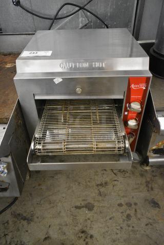 Avantco 177CNVYOV10A Stainless Steel Commercial Countertop Electric Powered Conveyor Pizza Oven. 120 Volts, 1 Phase. Tested and Gets Hot But Parts Do Not Move