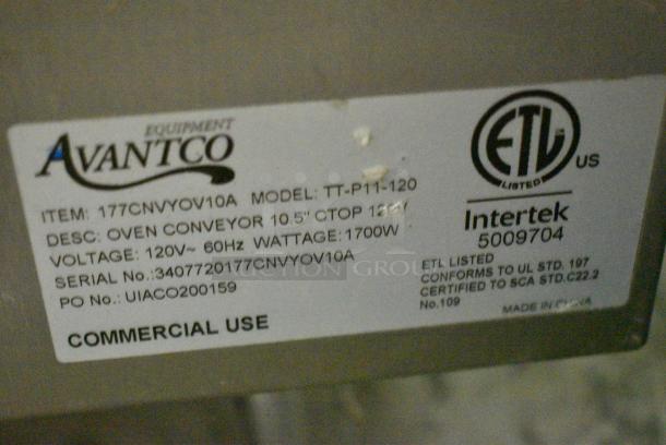 Avantco 177CNVYOV10A Stainless Steel Commercial Countertop Electric Powered Conveyor Pizza Oven. 120 Volts, 1 Phase. Tested and Gets Hot But Parts Do Not Move - Image 5 of 6
