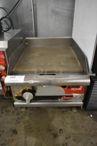 APW Wyott Champion Stainless Steel Commercial Countertop Natural Gas Powered Flat Top Griddle.