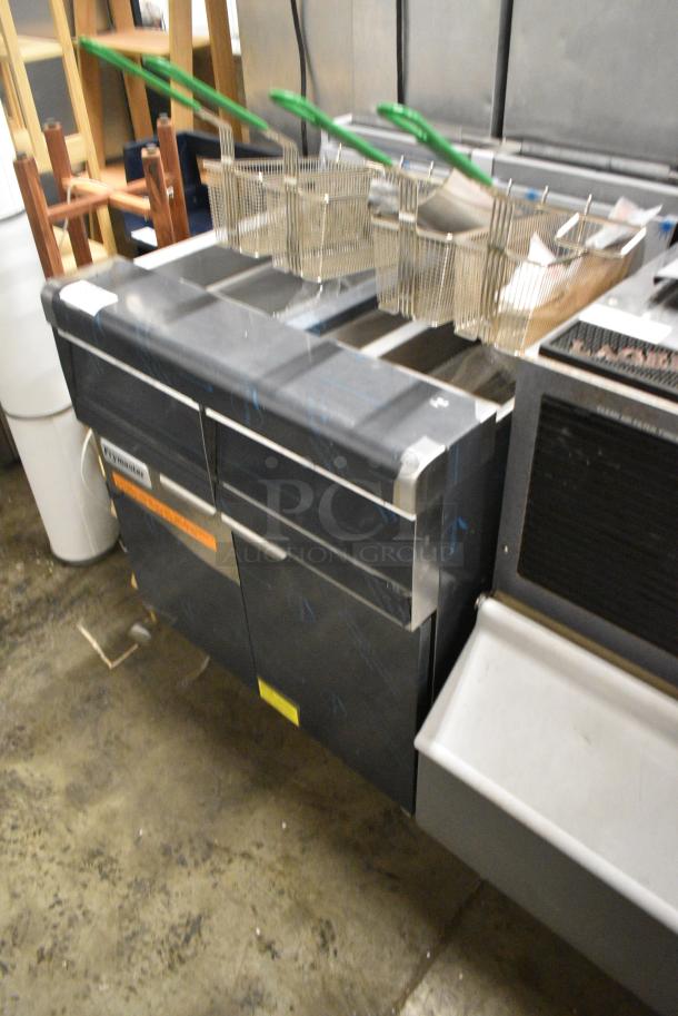 BRAND NEW SCRATCH AND DENT! 2024 Frymaster MJ240 Stainless Steel Commercial Floor Style Natural Gas Powered 2 Bay Deep Fat Fryer w/ 4 Metal Fry Baskets. 110,000 BTU. - Image 3 of 6