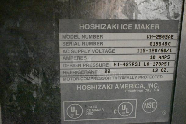 Hoshizaki KM-250BAE Metal Commercial Ice Head on Commercial Bin. 115-120 Volts, 1 Phase. - Image 5 of 6