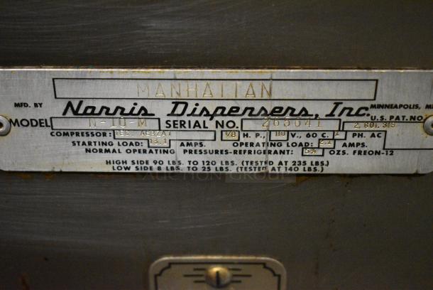 Norris N-10-M Stainless Steel Commercial Countertop Cream Dispenser. 110 Volts, 1 Phase. Tested and Working! - Image 6 of 7