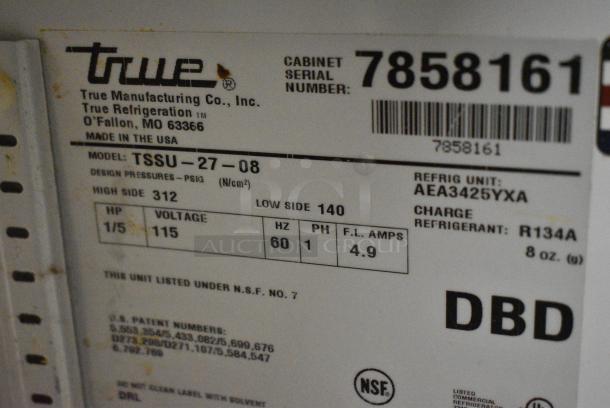 True TSSU-27-08 Stainless Steel Commercial Sandwich Salad Prep Table Bain Marie Mega Top. 115 Volts, 1 Phase. Tested and Working! - Image 5 of 6