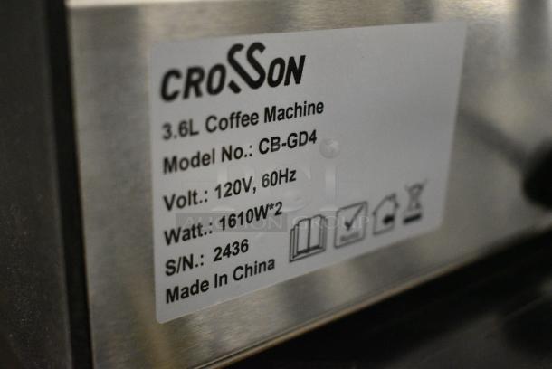 2024 Crosson CB-GD4 Metal Countertop Coffee Machine w/ 4 Coffee Pots and 2 Metal Brew Baskets. 120 Volts, 1 Phase. - Image 5 of 6