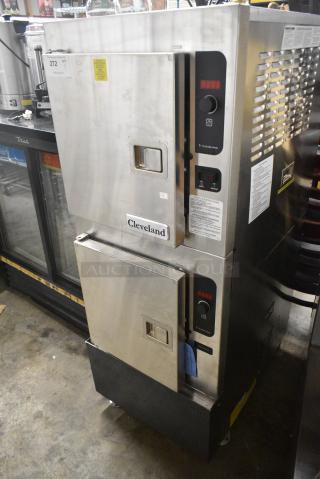 BRAND NEW SCRATCH AND DENT! 2024 Cleveland 24CGA10 Stainless Steel Commercial Natural Gas Powered 2 Deck Steam Cabinet. 125,000 BTU.