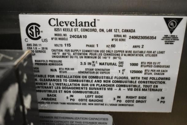 BRAND NEW SCRATCH AND DENT! 2024 Cleveland 24CGA10 Stainless Steel Commercial Natural Gas Powered 2 Deck Steam Cabinet. 125,000 BTU. - Image 5 of 6