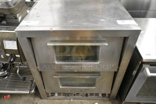 Bakers Pride P46S Stainless Steel Commercial Countertop Electric Powered 2 Deck Pizza Oven w/ Cooking Stones. 208 Volts.
