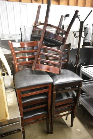7 Wooden Dining Height Chair w/ Black Seat Cushion. 7 Times Your Bid!