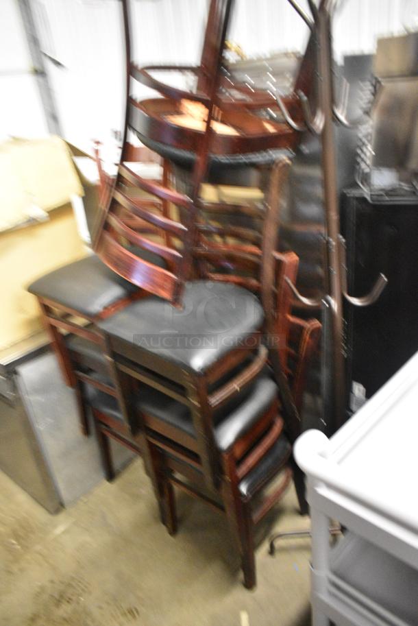 7 Wooden Dining Height Chair w/ Black Seat Cushion. 7 Times Your Bid! - Image 2 of 4