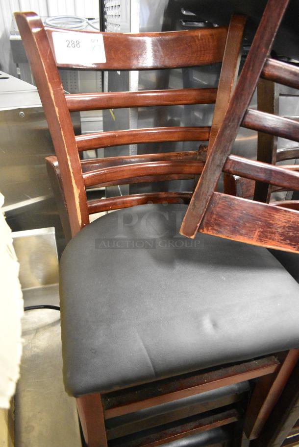 7 Wooden Dining Height Chair w/ Black Seat Cushion. 7 Times Your Bid! - Image 3 of 4